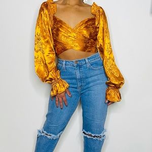 Fashion Nova Orange Wrap Blouse